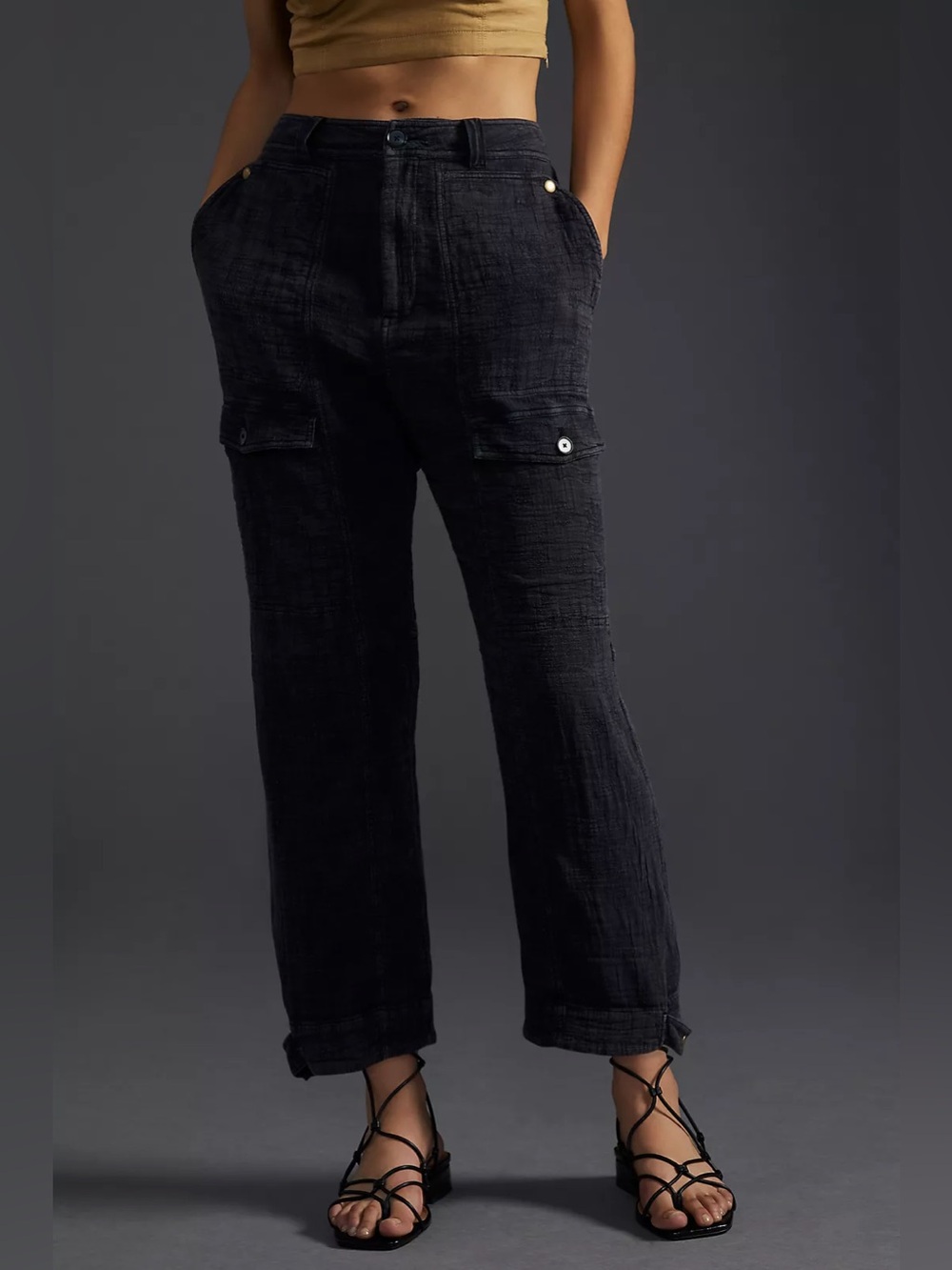 By Anthropologie | Charcoal Gray Gauzy Utility Pants | Size 4